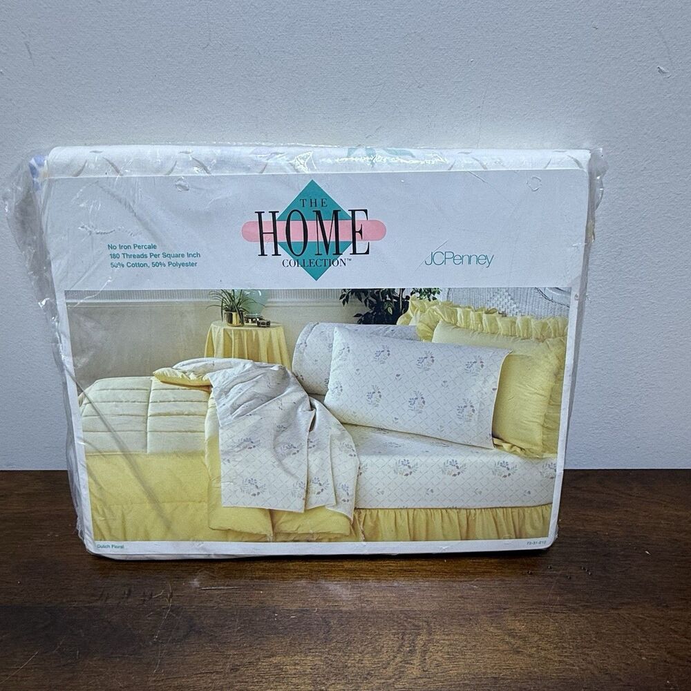 Vintage JC Penney White Floral Flat Sheet  Full Size NOS Cottagecore 90s Granny - Picture 5 of 6